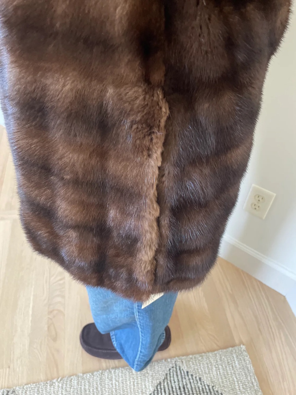 Vintage Anne Dee Goldin Brown Mink Fur Pullover Jacket | Funnel Neck Size M/L - Picture 10 of 13